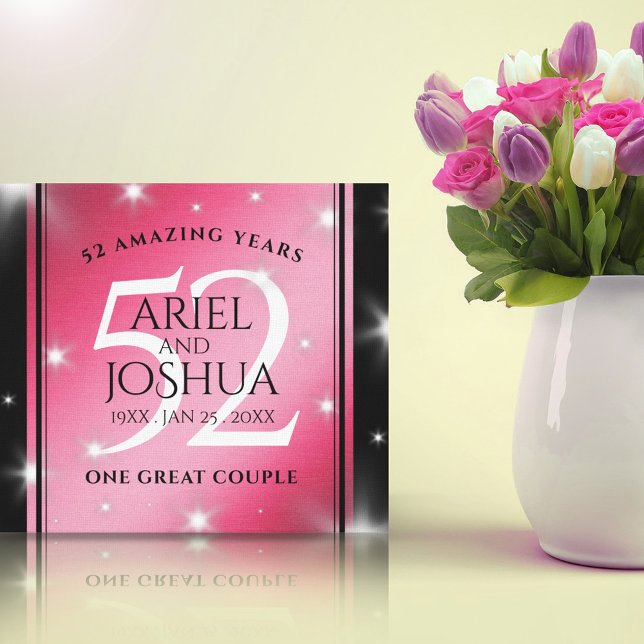 Elegant 52nd Star Ruby Wedding Anniversary Canvas Print (Creator Uploaded)