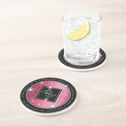 Elegant 52nd Star Ruby Wedding Anniversary Coaster