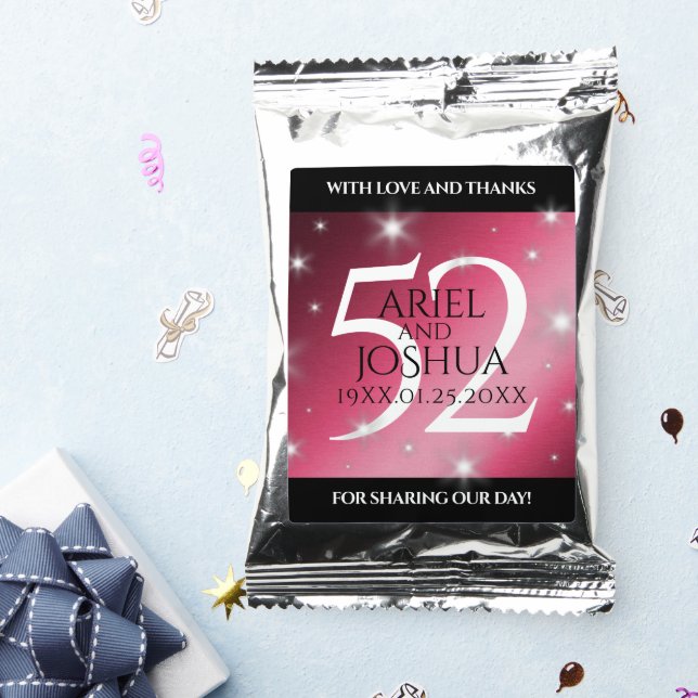 Elegant 52nd Star Ruby Wedding Anniversary Coffee Drink Mix (Packets)