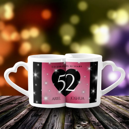 Elegant 52nd Star Ruby Wedding Anniversary Coffee Mug Set