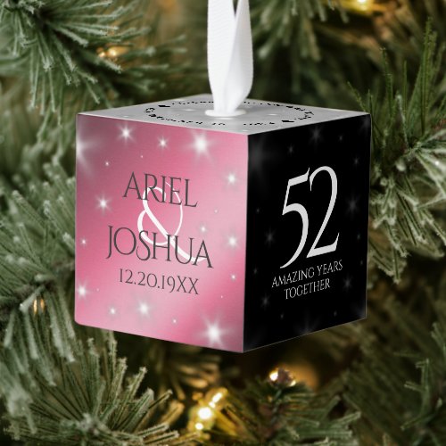 Elegant 52nd Star Ruby Wedding Anniversary Cube Ornament