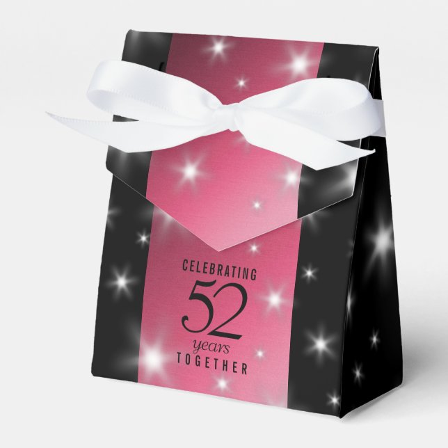 Elegant 52nd Star Ruby Wedding Anniversary Favor Boxes (Front Side)