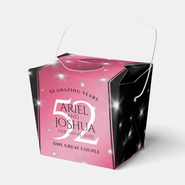 Elegant 52nd Star Ruby Wedding Anniversary Favor Boxes (Front Side)