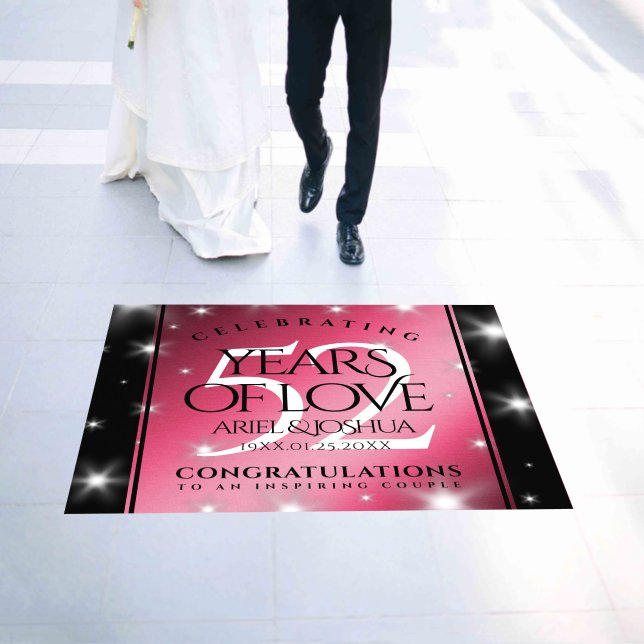 Elegant 52nd Star Ruby Wedding Anniversary Floor Decals (Wedding)