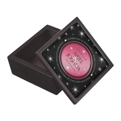 Elegant 52nd Star Ruby Wedding Anniversary Gift Box