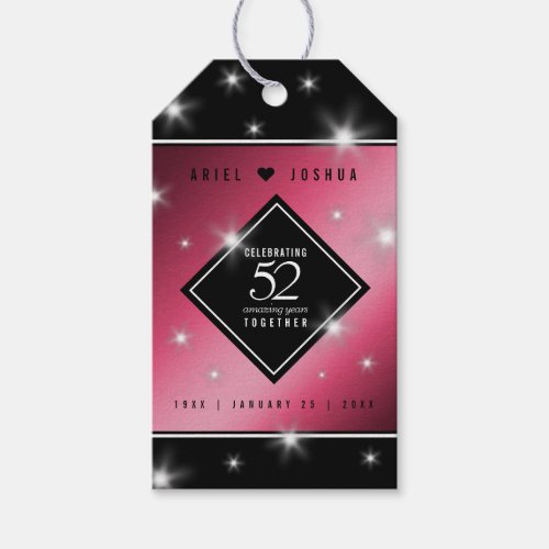 Elegant 52nd Star Ruby Wedding Anniversary Gift Tags