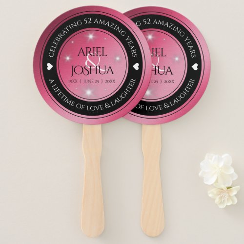 Elegant 52nd Star Ruby Wedding Anniversary Hand Fan