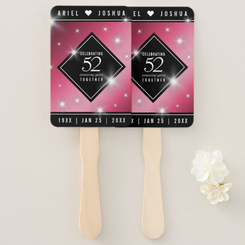 Elegant 52nd Star Ruby Wedding Anniversary Hand Fan