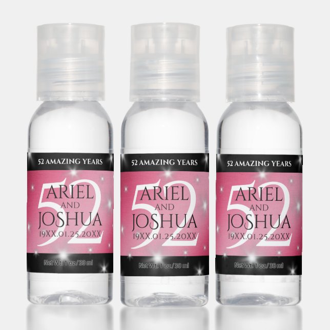 Elegant 52nd Star Ruby Wedding Anniversary Hand Sanitizer (Set)
