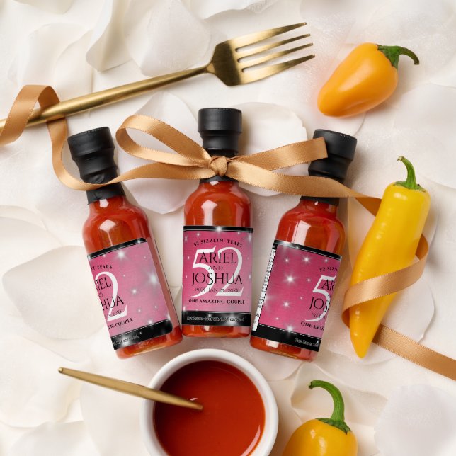 Elegant 52nd Star Ruby Wedding Anniversary Hot Sauces (Wedding)