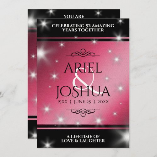 Elegant 52nd Star Ruby Wedding Anniversary Invitation