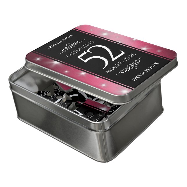 Elegant 52nd Star Ruby Wedding Anniversary Jigsaw Puzzle (Lid Open)