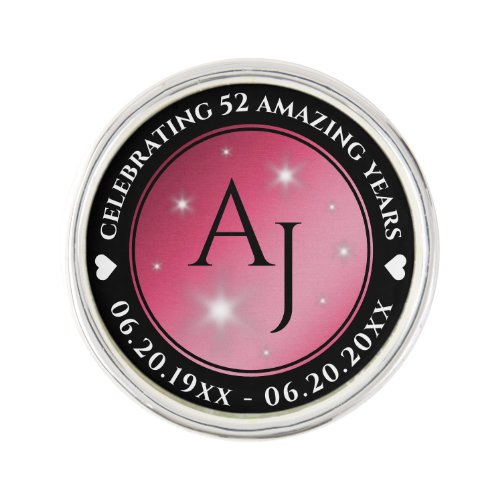 Elegant 52nd Star Ruby Wedding Anniversary Lapel Pin