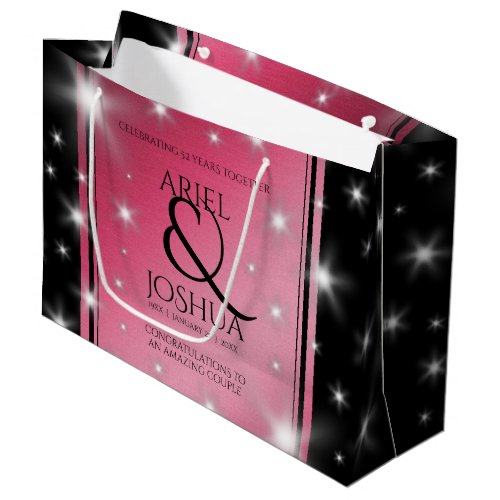 Elegant 52nd Star Ruby Wedding Anniversary Large Gift Bag