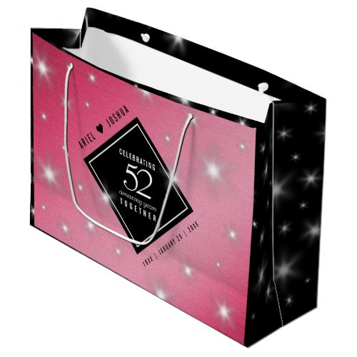 Elegant 52nd Star Ruby Wedding Anniversary Large Gift Bag