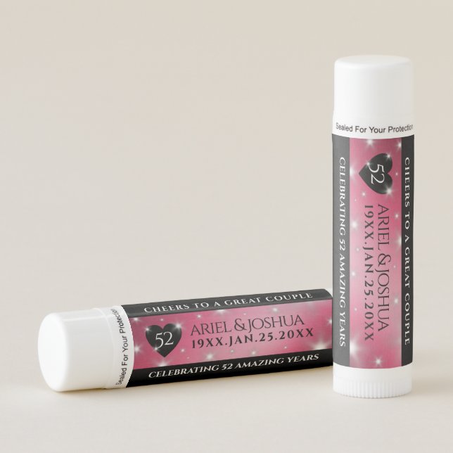 Elegant 52nd Star Ruby Wedding Anniversary Lip Balm (Front)