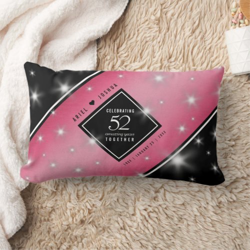 Elegant 52nd Star Ruby Wedding Anniversary Lumbar Pillow