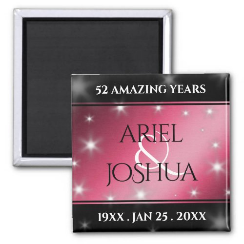 Elegant 52nd Star Ruby Wedding Anniversary Magnet