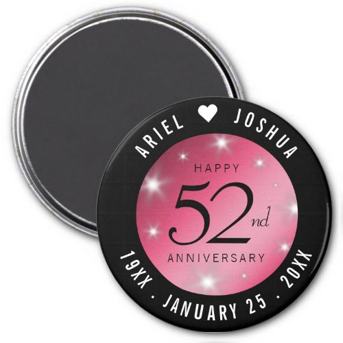 Elegant 52nd Star Ruby Wedding Anniversary Magnet