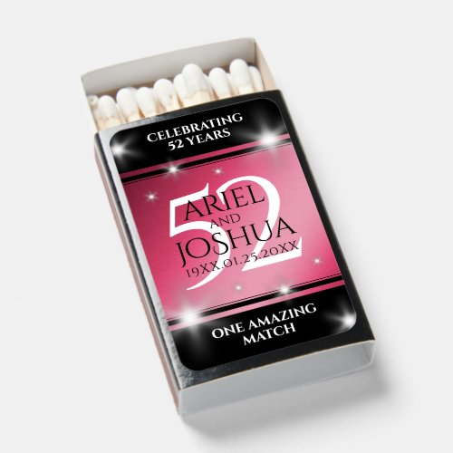 Elegant 52nd Star Ruby Wedding Anniversary Matchboxes