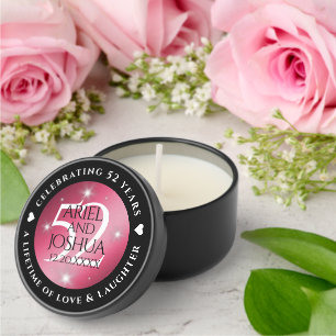 Elegant 52nd Star Ruby Wedding Anniversary Mini Candle Favors