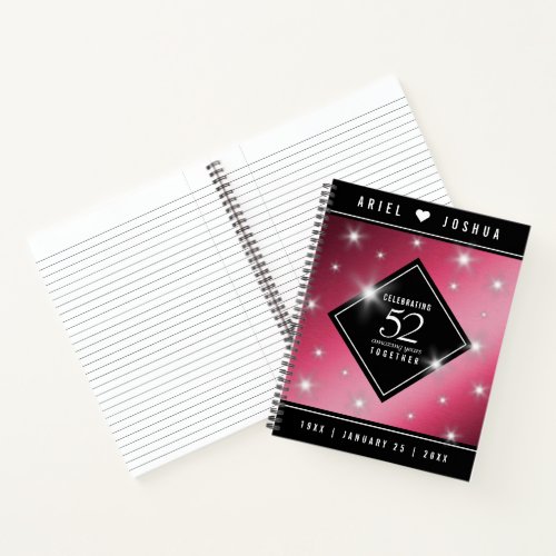 Elegant 52nd Star Ruby Wedding Anniversary Notebook