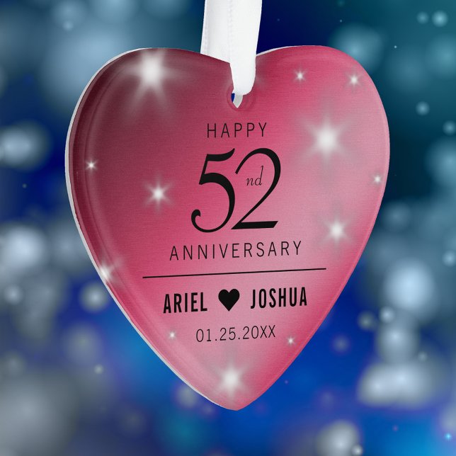 Elegant 52nd Star Ruby Wedding Anniversary Ornament (Elegant 52nd Star Ruby Wedding Anniversary Acrylic Ornament Cover Photo.)