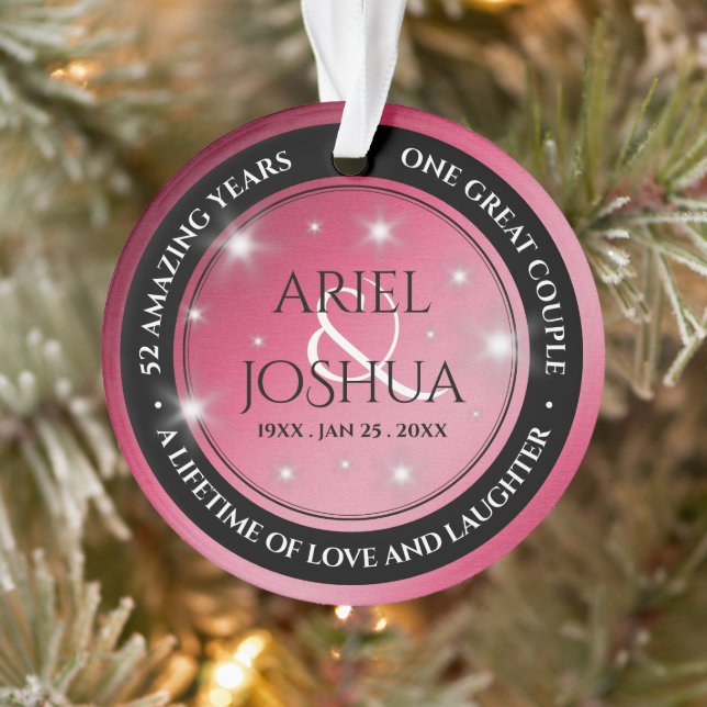 Elegant 52nd Star Ruby Wedding Anniversary Ornament (Tree)