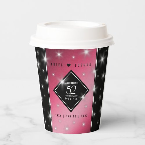 Elegant 52nd Star Ruby Wedding Anniversary Paper Cups