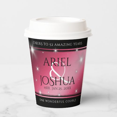 Elegant 52nd Star Ruby Wedding Anniversary Paper Cups