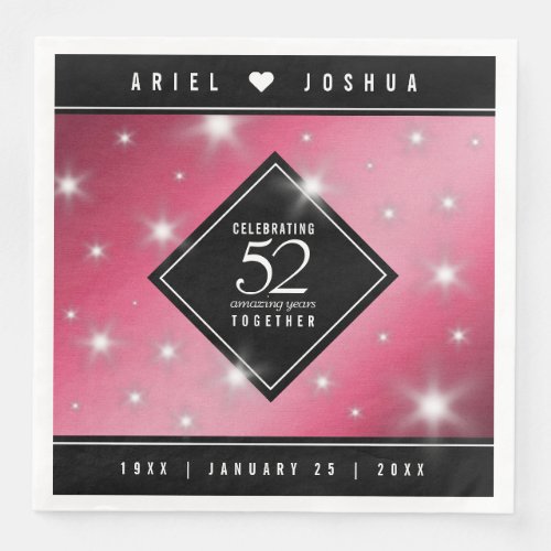 Elegant 52nd Star Ruby Wedding Anniversary Paper Dinner Napkins