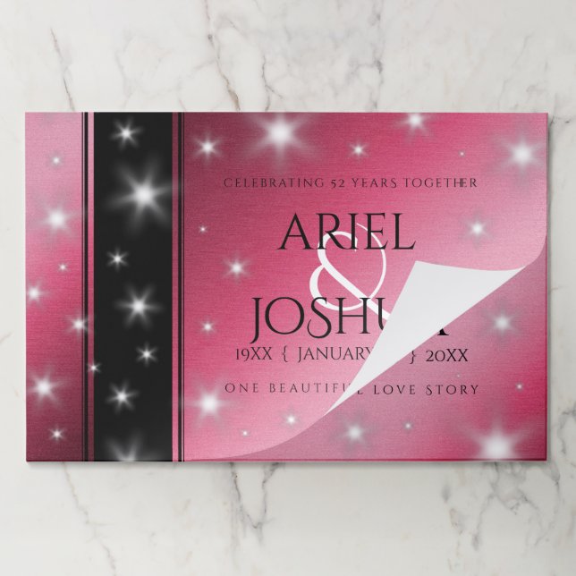 Elegant 52nd Star Ruby Wedding Anniversary Paper Pad (Folded)