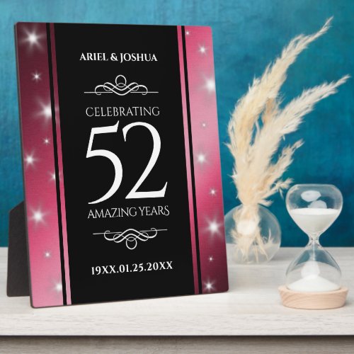 Elegant 52nd Star Ruby Wedding Anniversary Plaque