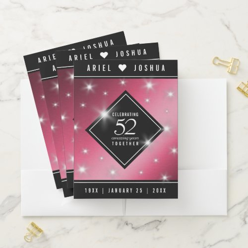 Elegant 52nd Star Ruby Wedding Anniversary Pocket Folder