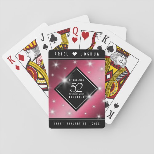 Elegant 52nd Star Ruby Wedding Anniversary Poker Cards