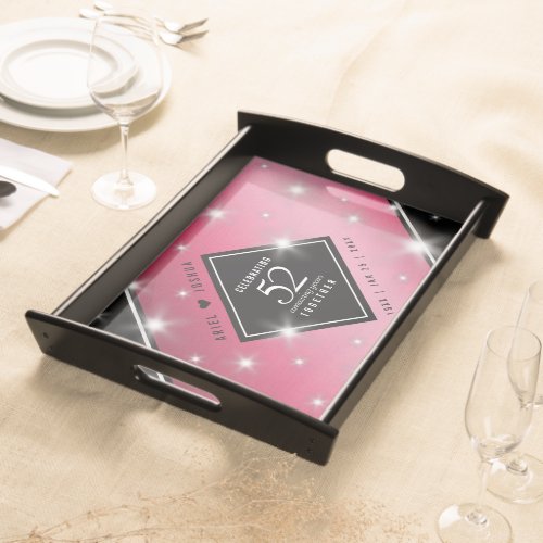 Elegant 52nd Star Ruby Wedding Anniversary Serving Tray