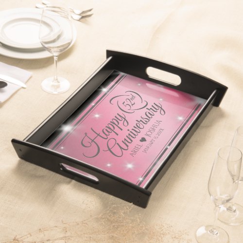 Elegant 52nd Star Ruby Wedding Anniversary Serving Tray