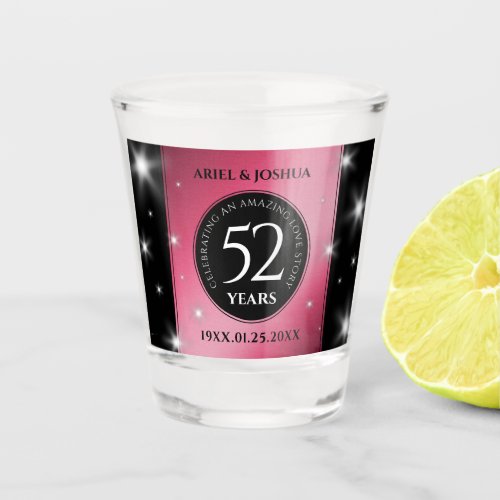 Elegant 52nd Star Ruby Wedding Anniversary Shot Glass