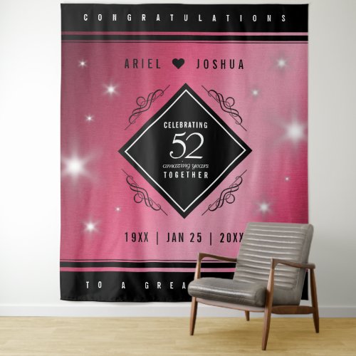 Elegant 52nd Star Ruby Wedding Anniversary Tapestry