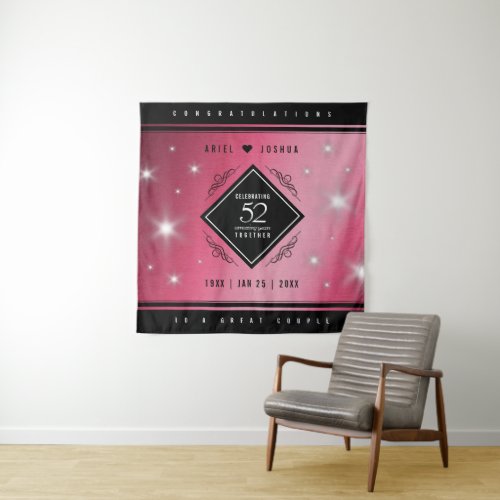 Elegant 52nd Star Ruby Wedding Anniversary Tapestry