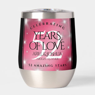 Elegant 52nd Star Ruby Wedding Anniversary Thermal Wine Tumbler