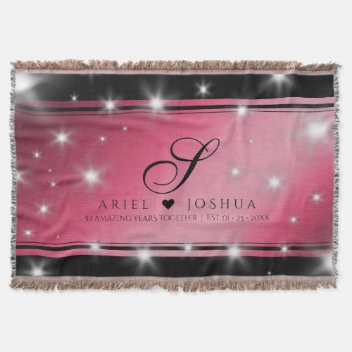 Elegant 52nd Star Ruby Wedding Anniversary Throw Blanket