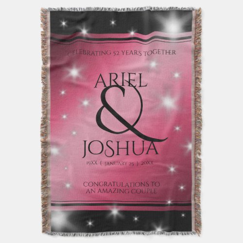 Elegant 52nd Star Ruby Wedding Anniversary Throw Blanket