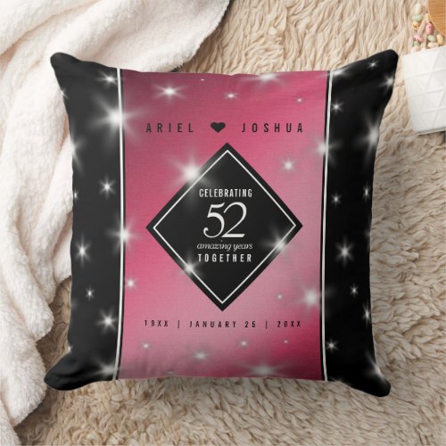 Elegant 52nd Star Ruby Wedding Anniversary Throw Pillow