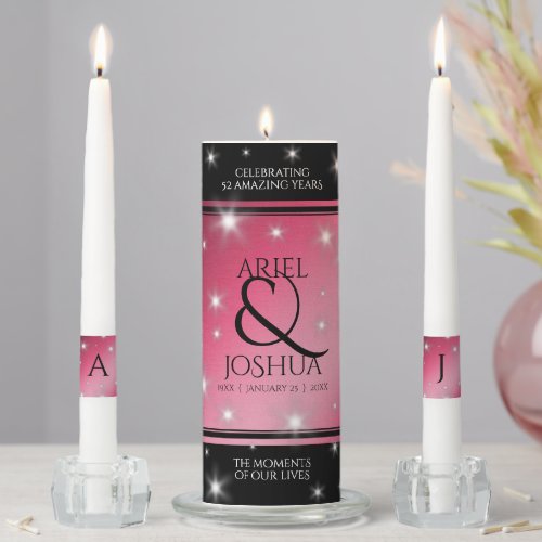 Elegant 52nd Star Ruby Wedding Anniversary Unity Candle Set