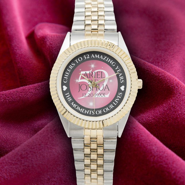Elegant 52nd Star Ruby Wedding Anniversary Watch (Elegant 52nd Star Ruby Wedding Anniversary Wristwatch Cover Photo)