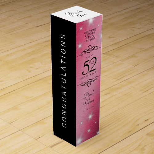 Elegant 52nd Star Ruby Wedding Anniversary Wine Box