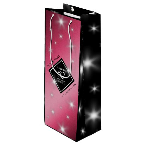 Elegant 52nd Star Ruby Wedding Anniversary Wine Gift Bag