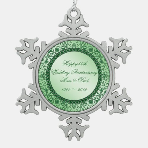 Elegant 55 Wedding Anniversary Snowflake Ornament