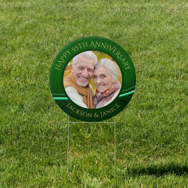 Elegant 55th Anniversary Emerald Gold Photo Sign (Insitu)